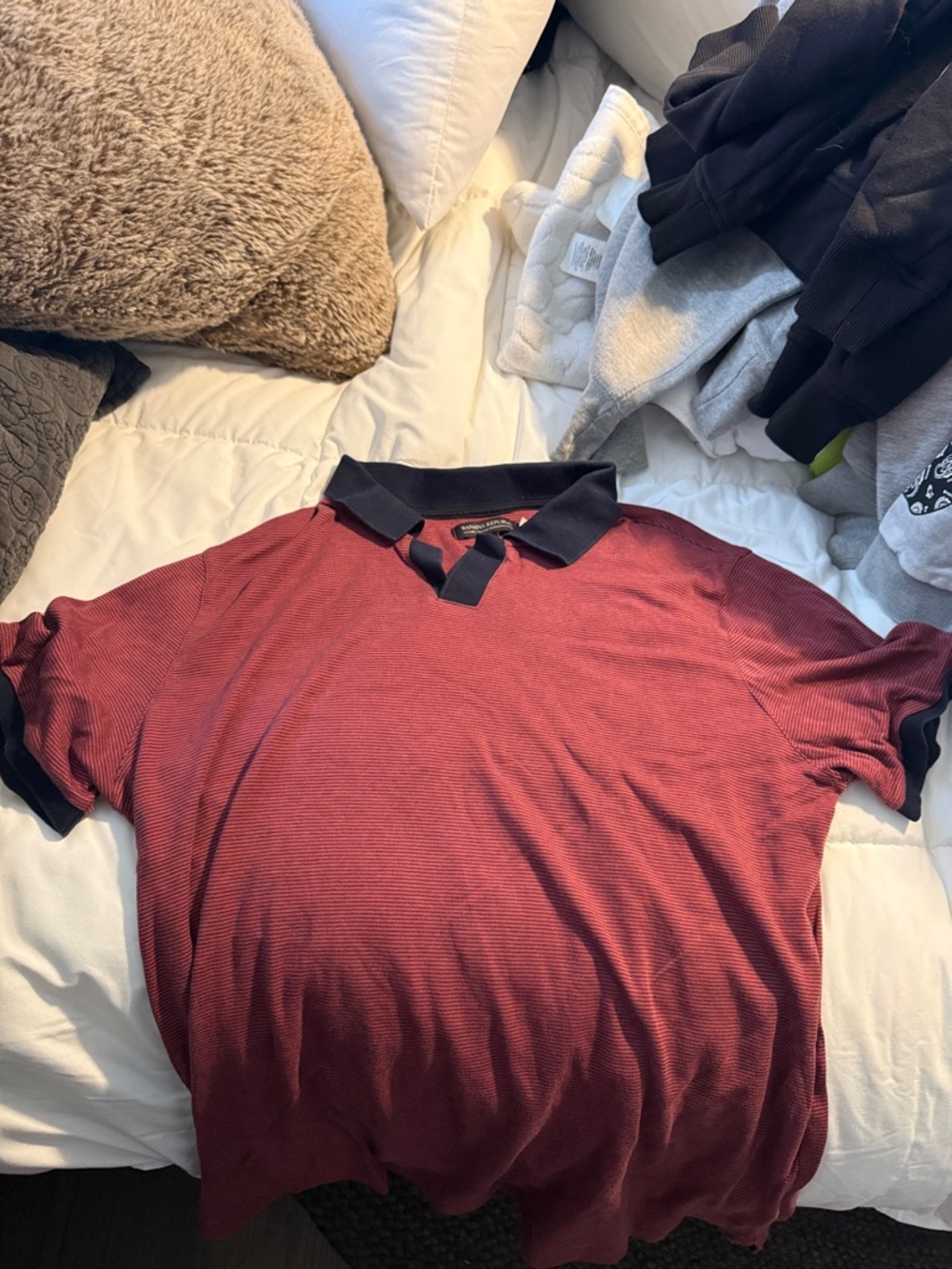 Banana Republic Burgundy Polo with Black Collar